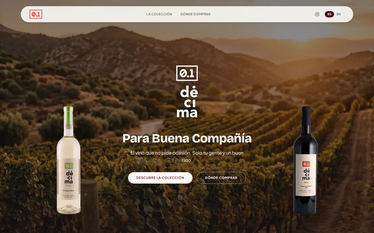 Captura del sitio de Vino Décima