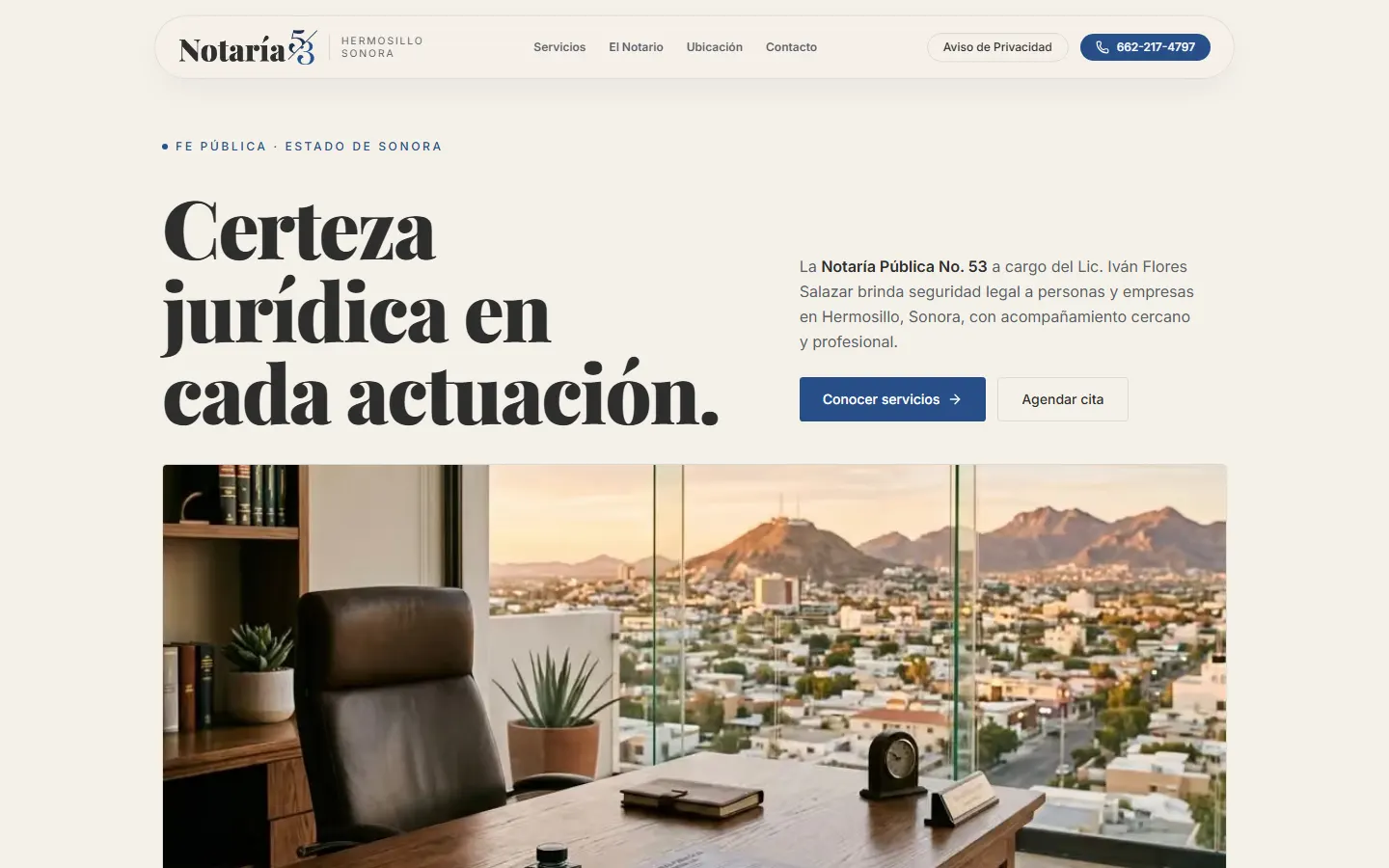 Captura del sitio de Notaría 53